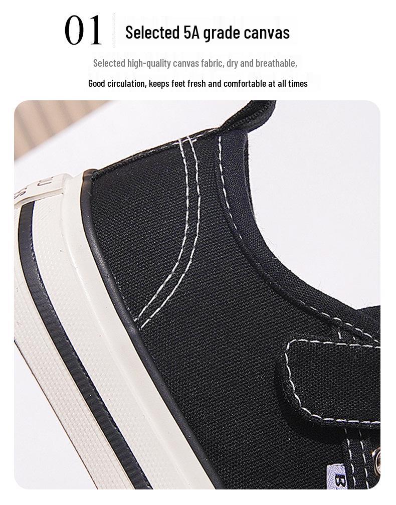 2025 Spring/Autumn Boys' Classic Canvas Shoes with Velcro for Kids - Skate and Kindergarten Shoes, Korean Style