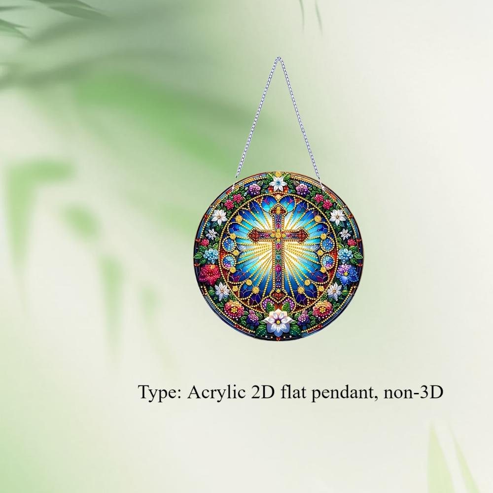 2D flacher Acryl-Anhänger mit Heiligem Kreuz, Geschenke zur Heimdekoration, handgemachte Weihnachtsgeschenke, Geschenke für Freunde und Familie
