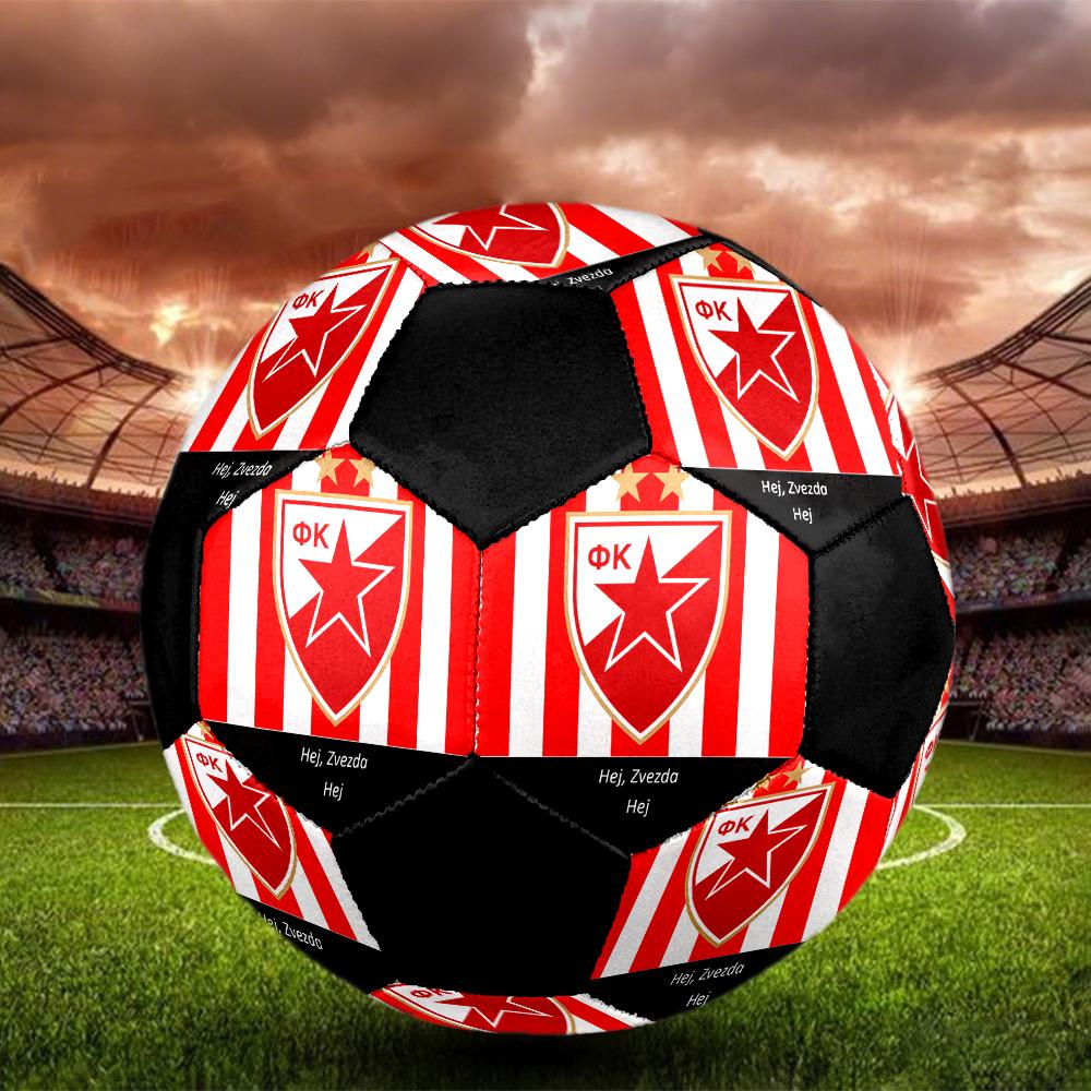 SIZE 5 Red Star Belgrade Soccer Ball Colorful All Ages Machine Stitched PVC Competition Ready Durable High-Bounce