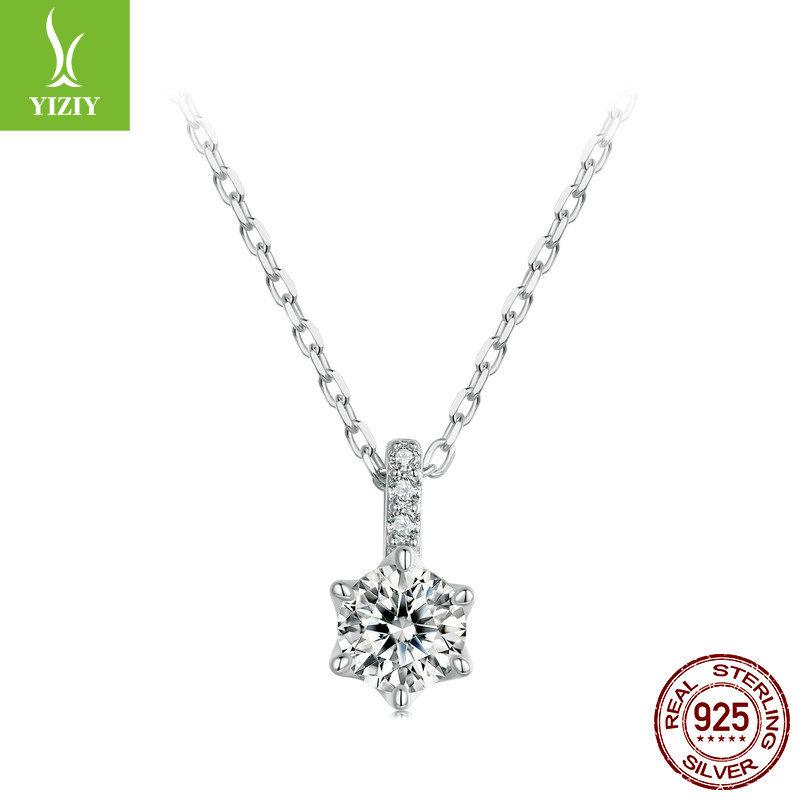 

Simple Classic Six-Claw One-Carat Mozzarella Diamond Necklace For Women, Elegant And Shining S925 Silver Collarbone Chain 925 silver