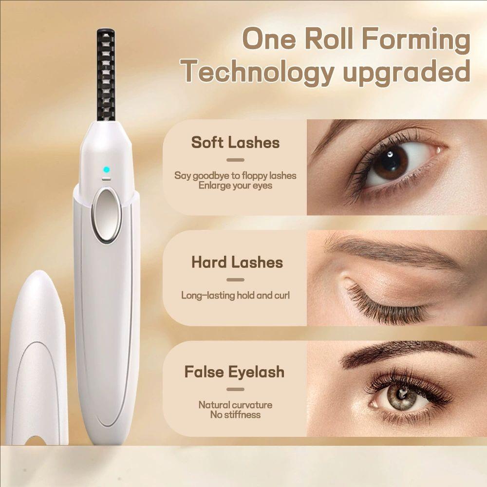 Heated Eyelash Curler - Electric Lash Curling Wand with Auto-Adjusting Temperature & Portable Design for Long-Lasting Curves