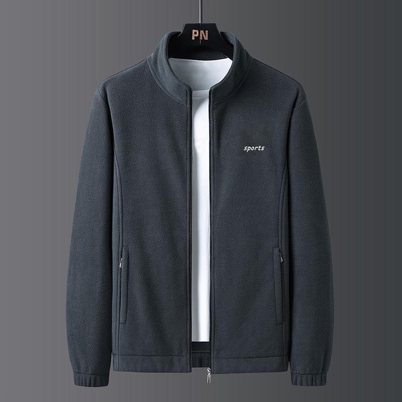 

Unisex Fleece Executive Jacket with Stand-Up Collar, Cotton-Padded, Casual Sporty Outerwear for Middle-Aged Couples. XXL