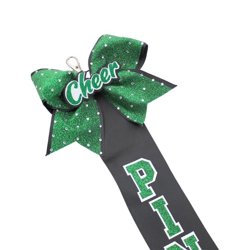 

Cheerleader Inspire Bowknot Ribbon Keychain Accessory For Fashion Enthusiasts Daily Use темно-зелений колір