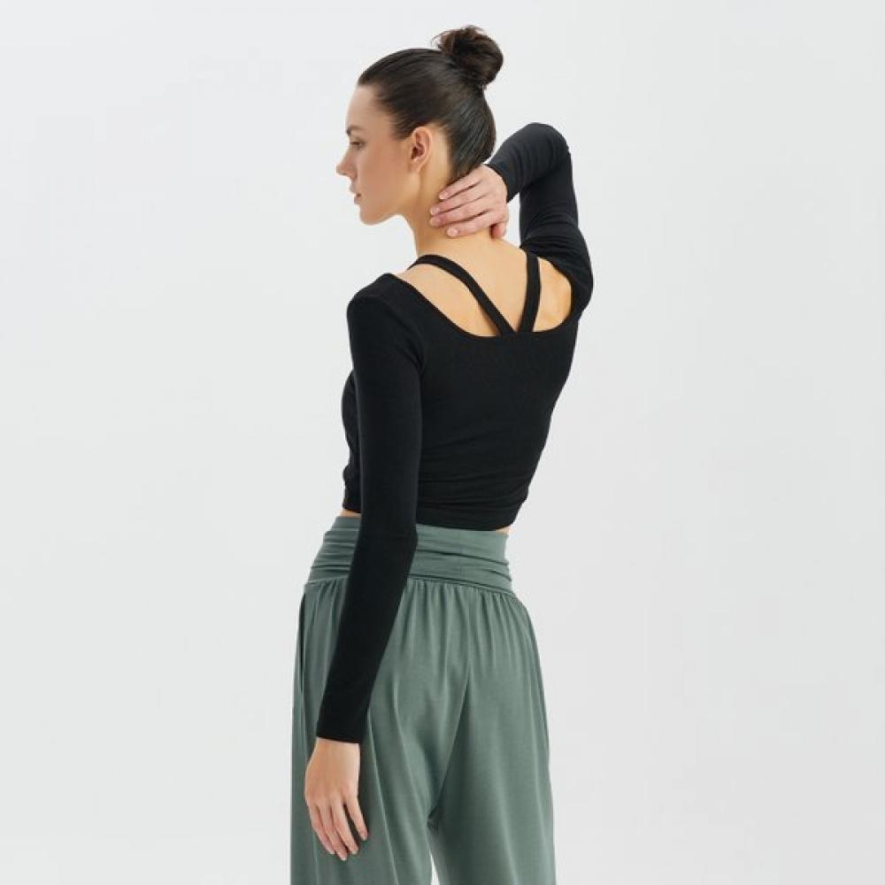 HuiT Ribbed Cross Inbra Long Sleeve T hTwTl3k15T