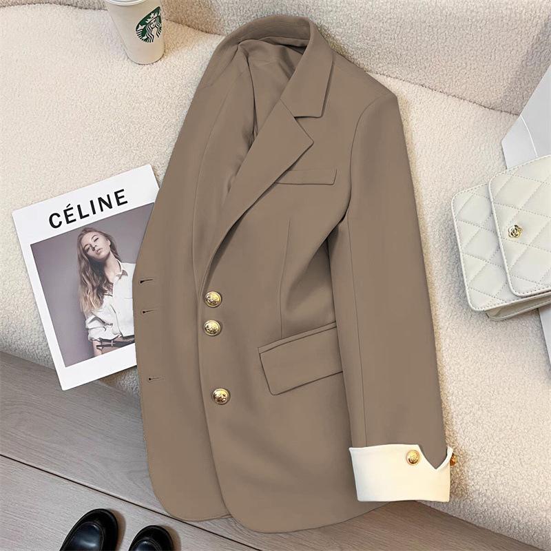 Korean-Style Pink Women's Suit Jacket: Spring/Autumn Fashion, Chic Business Attire
