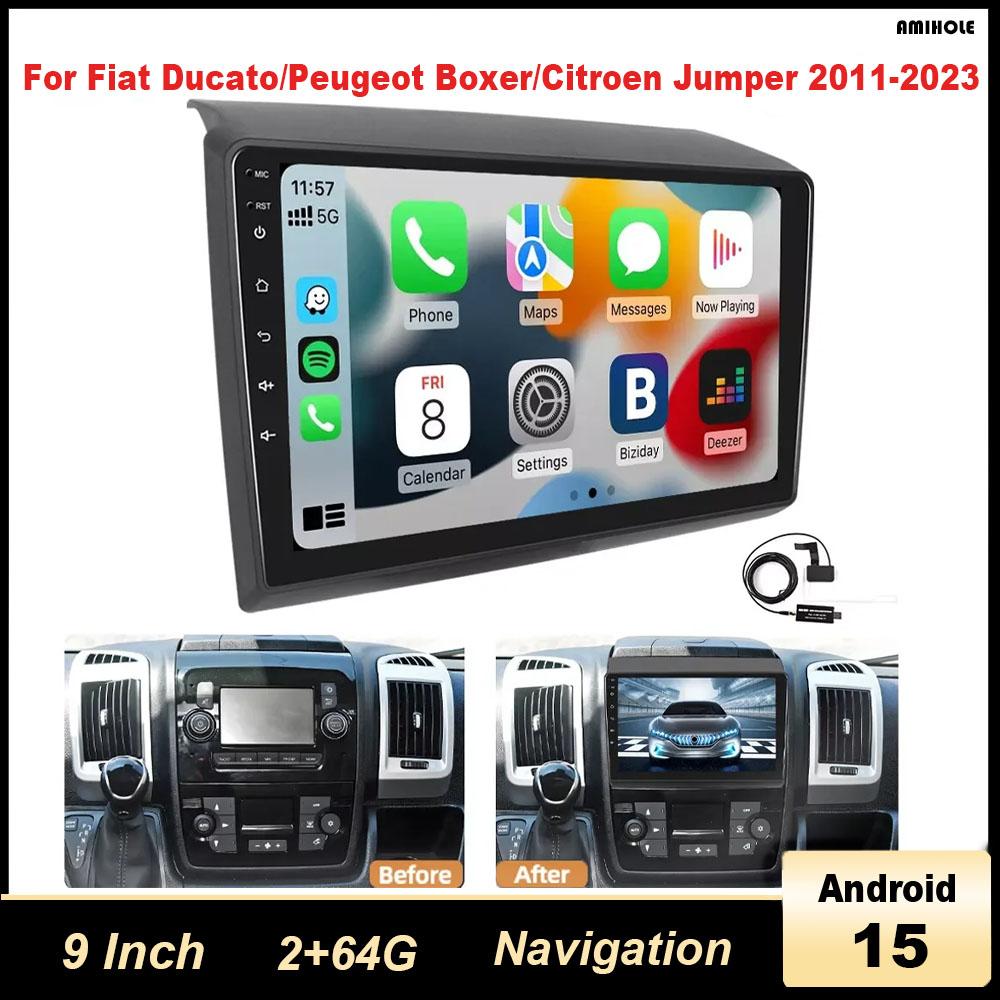 Car Radio Stereo for Fiat Ducato DAB+ Fit for Carplay RDS Android 15 9 Inch Navi for Peugeot Boxer for Citroen Jumper 2011-2023
