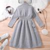 Girls Dresses Children Clothing Autumn Fashion Letter Patch Stand Collar Long Sleeve Sweater Sports Dress
