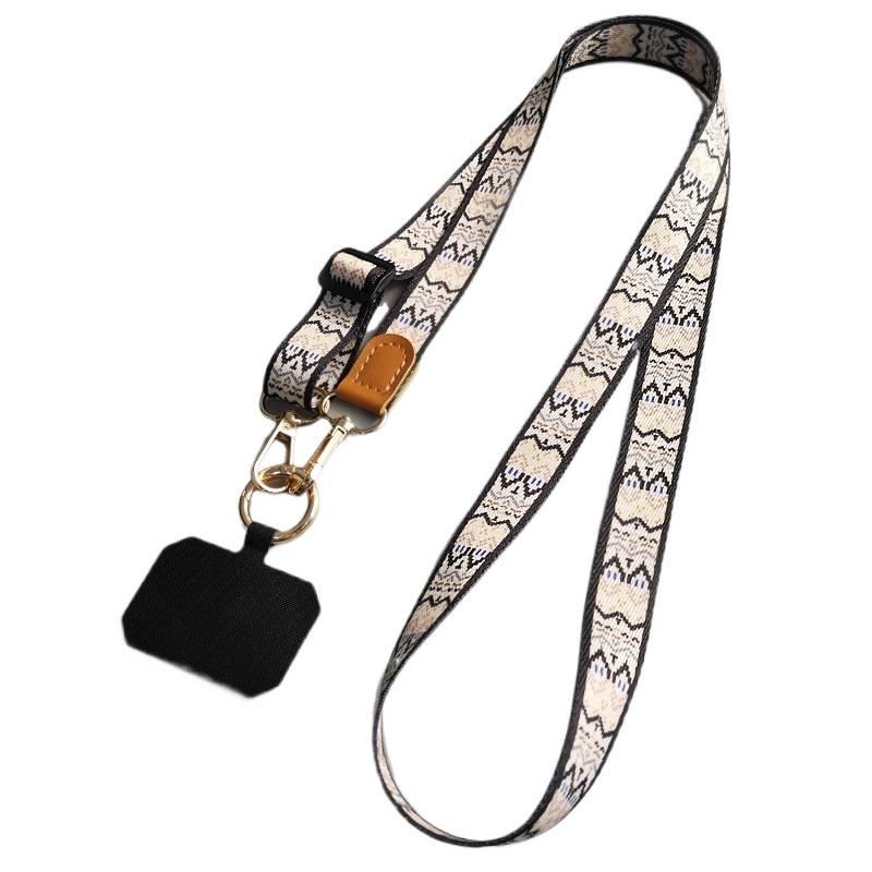 Vintage Muster Umhänge-Handyband mit verstellbarem Nackenband und robuster Kette für Frauen