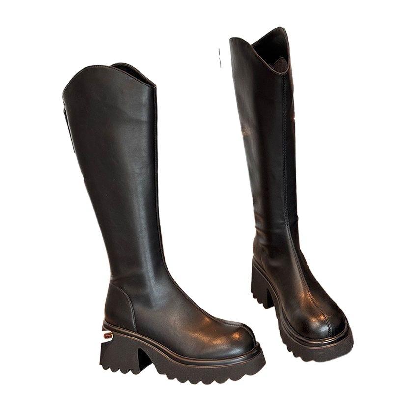 Large tube circumference boots women's versatile thick-soled high boots 2025 new autumn and winter small knight velvet warm woman