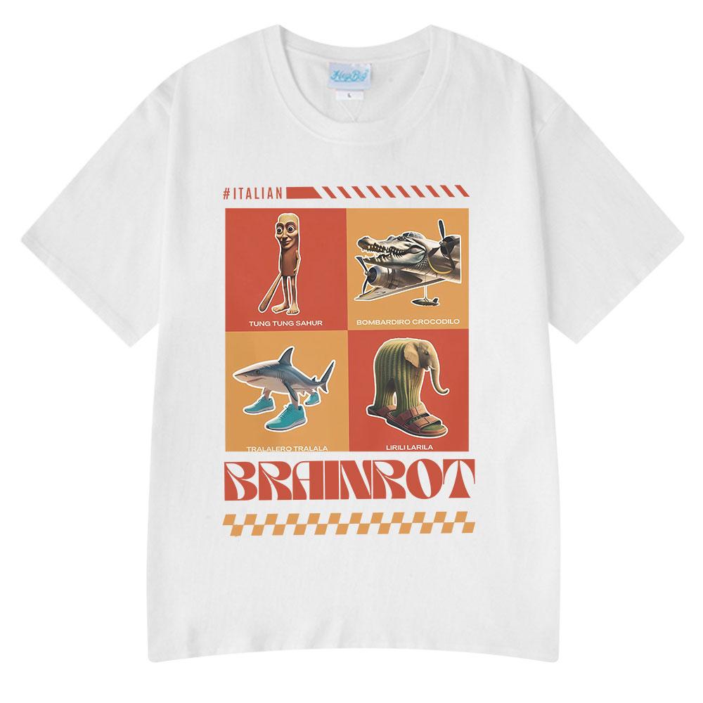 Italian Brainrot Funny Meme T-shirts Tralalero Tralala Tung Tung Tung Sahur Bombardiro Crocodilo Lirili Larila Men Women T Shirt