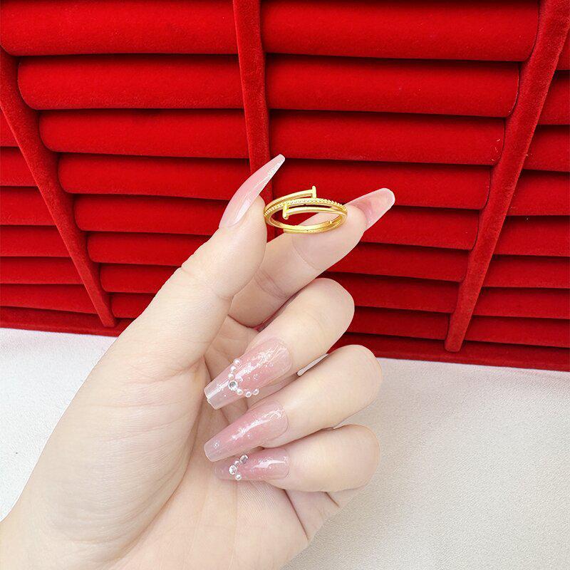 Exquisite Sand Gold Open Ring for Women: High-End Niche Design, Light Luxury Style, Long-Lasting Color, Imitation Gold.