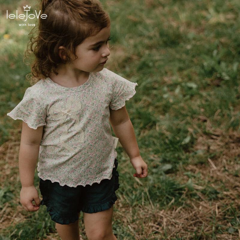 LELE JOVE Kids Sweet Bow Short Sleeve T-Shirt 110
