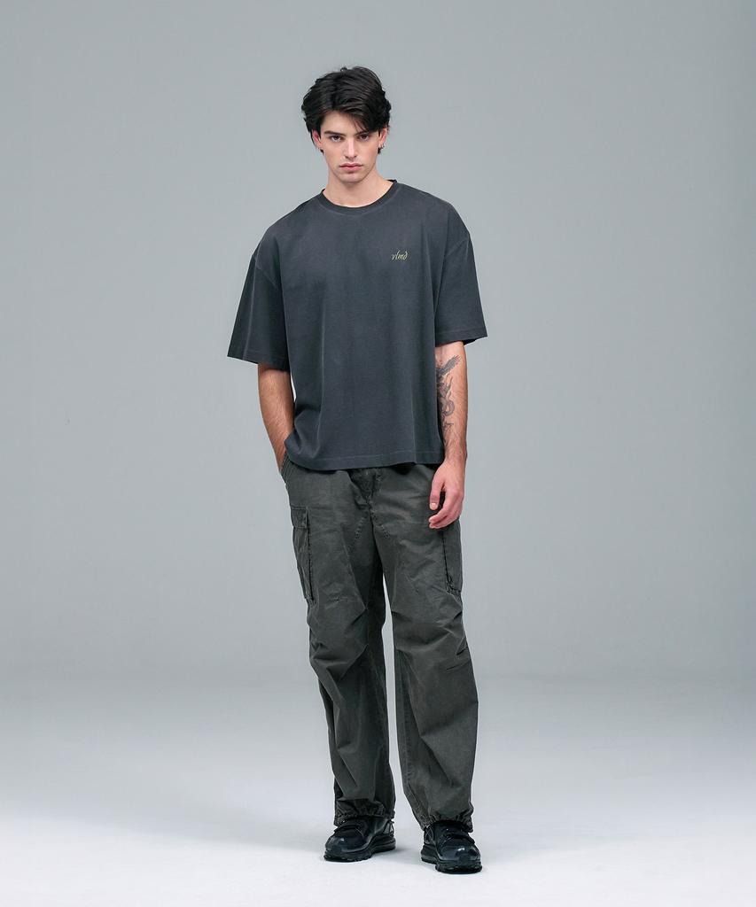 Beulleminkeubeldeu Vleminckveld Vertical Script Pigment Oversized T-Shirts_Gray, Yellow