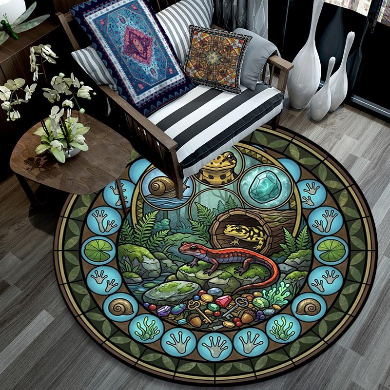 Forest Creatures Glass Round Area Rug Under Office Chairs Bedroom Living Room Home Decor
