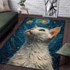 1PC Cat and starry night artwork Print Carpet Rug for Living Room Bedroom Sofa Doormat Home Decor Non-slip Floor Mat