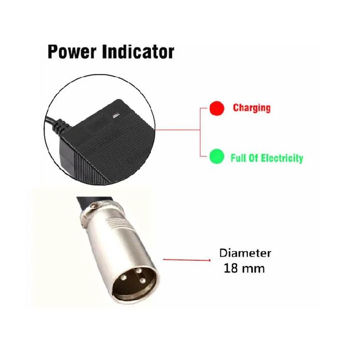 48V 2A Lead-acid Battery Charger for 55.2V Lead acid Battery pack with 3-Pin XLR Plug
