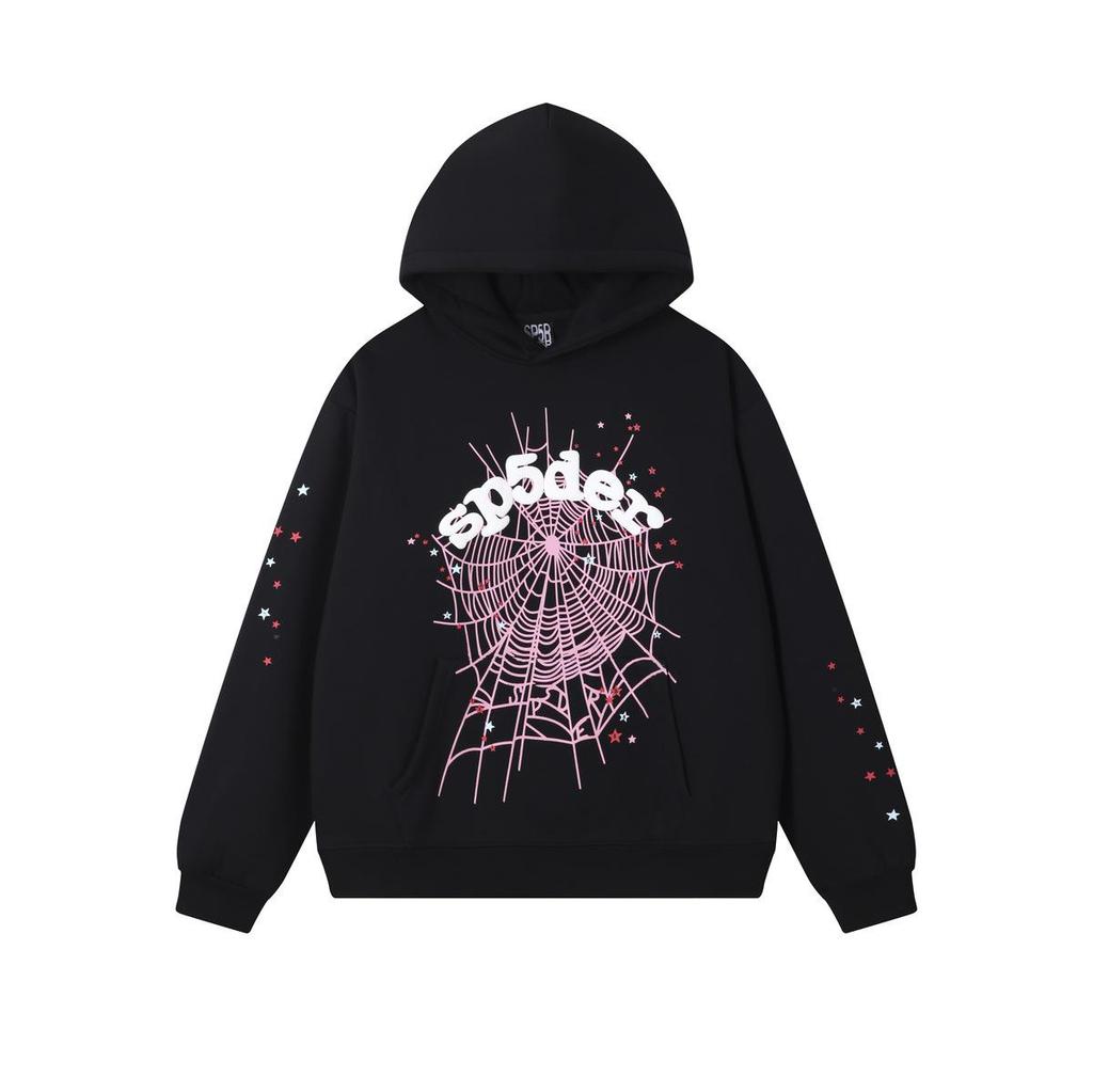 Young Thug Style Foam Letter Hoodie - Pink Hip-Hop Sweatshirt for Couples