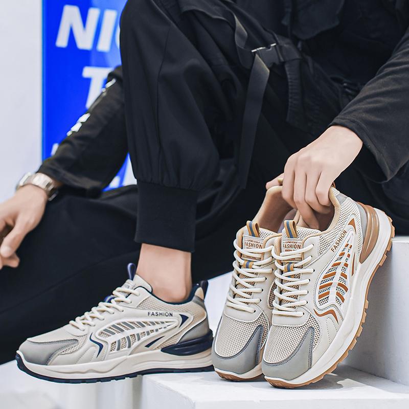Men's Shoes Platform Trendy Dad Shoes Mesh Breathable Korean Version Trendy Shoes Fashion Casual Sports Shoes Men's Outdoor Running Shoes