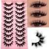 10Pairs Of Fluffy Artificial Mink Eyelashes Slim False Eyelashes Thick False Eyelashes Curling False Eyelashes 3D Manga Lashes