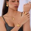 Geometric Necklace Earrings Bracelet Set Bohemian Style Women Jewelry Suit  Women
