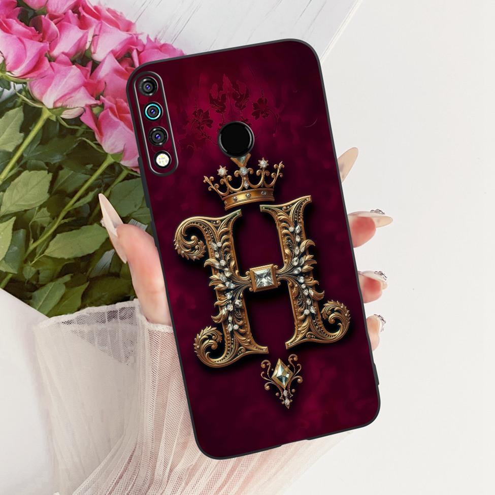 For Tecno Camon 12 CC7S Cover For Techno Camon 12 Case Silicone Luxury Crown A-Z Letters 2D Flat Pattern Soft Phone Casing