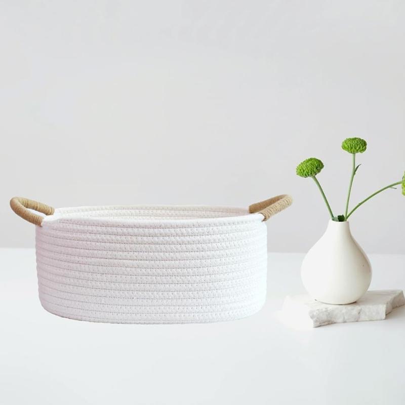 Decorative Cotton Rope Woven Storage Basket Desktop Sundries Organizer Snacks Toy Holder Home Organization Supplies