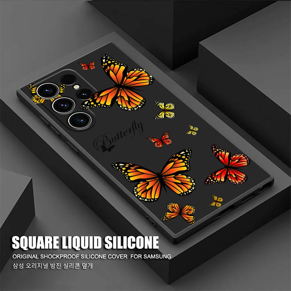 Pink Butterfly Phone Case For Samsung Galaxy S26 Ultra Cases S25 FE S24 S23 S21 Ultra S20 S24 FE S22 S26 Plus 5G Black Cover