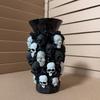 Gothic Skull Flower Vase Ornament Spooky Black White Skull Dried Artificial Flower Holder
