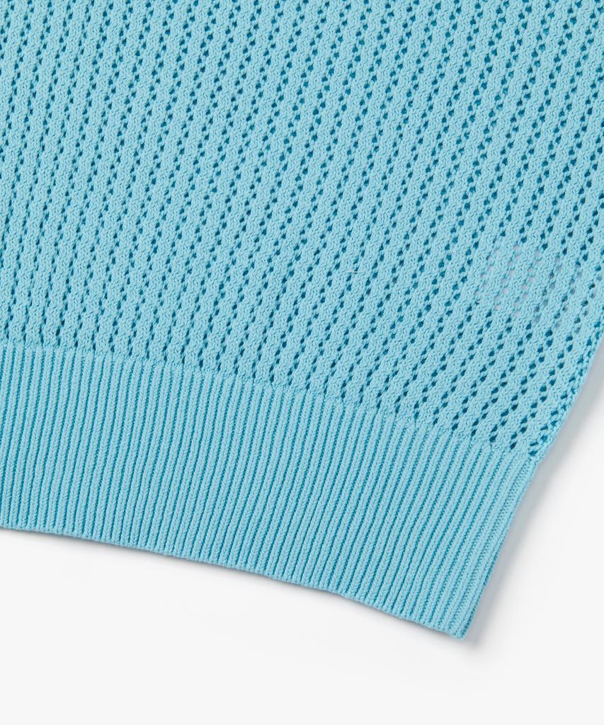 Le Mad Scallop Half-Open 4-Button Half Knit - Light Blue