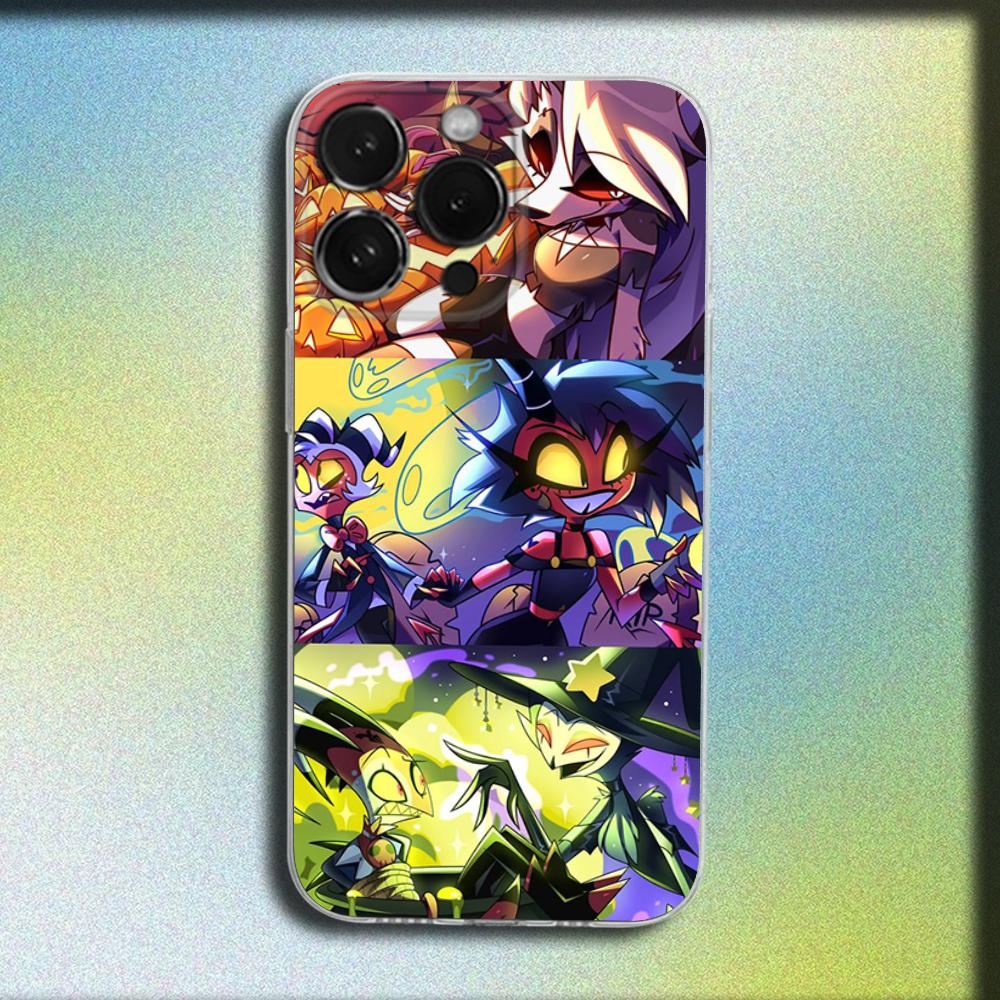 

Anime Cartoon H-Helluva Boss Phone Case For iPhone 16,15,14,13,12,11 Plus,Pro,Max,XR,XS,Plus,E,Mini Transparent Soft Cover iPhone16promax
