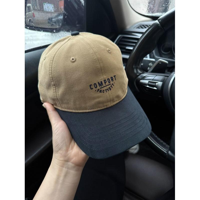 American Retro Contrasting Letters Soft Top Baseball Hat Men S And Women S Embroidered Letters Large Head Circumference Cap Showing Small Face M(54-58cm)