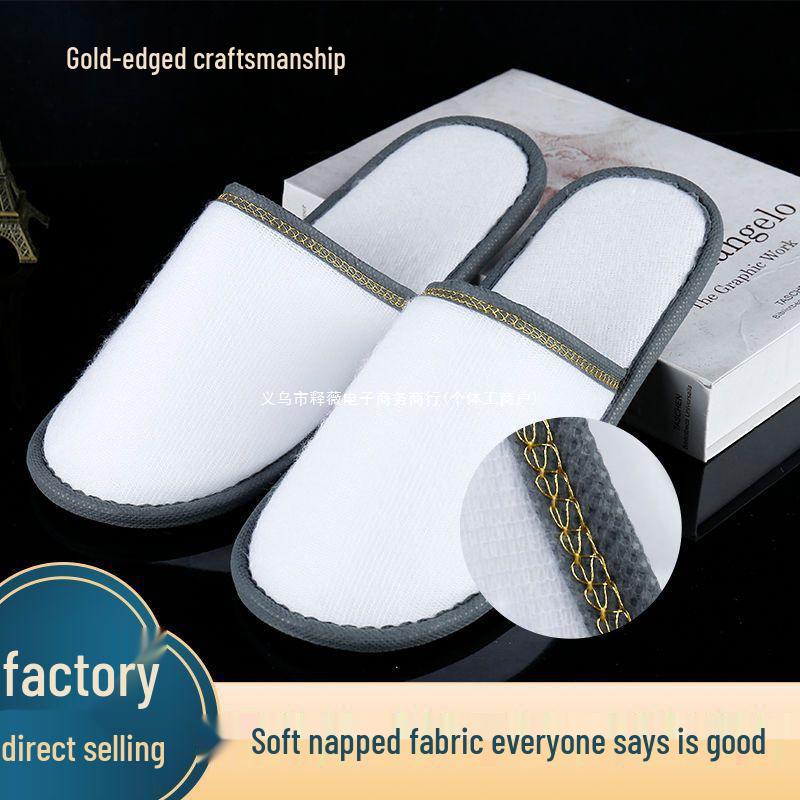Customizable Gold-Edge Disposable Slippers for Hotels & Travel