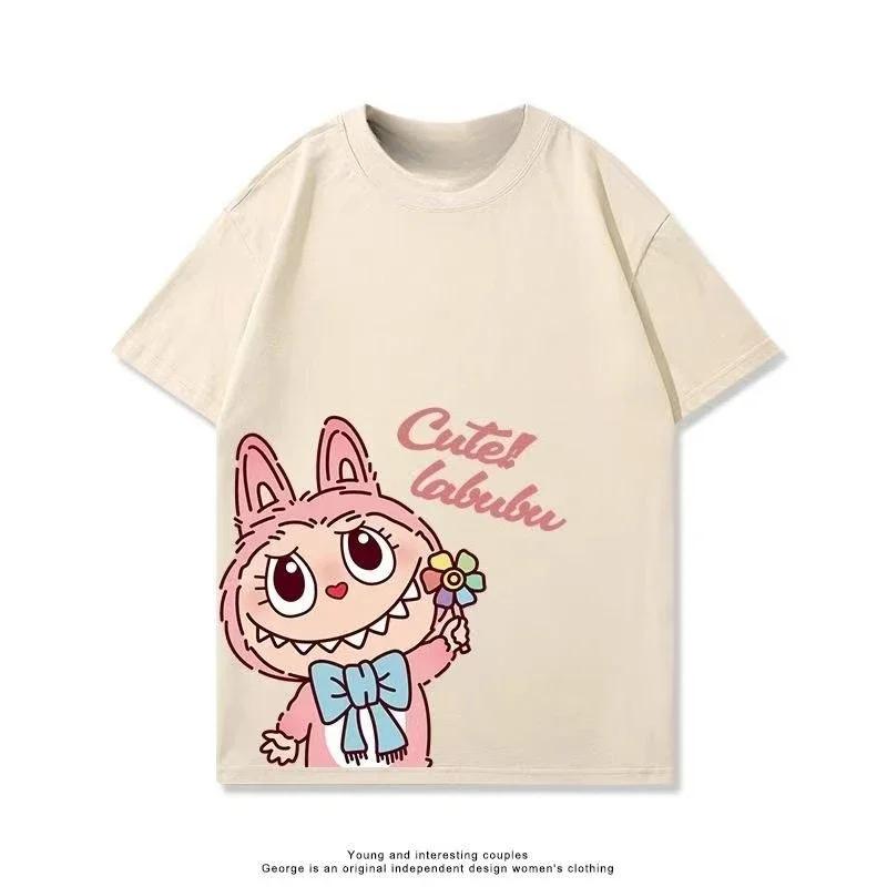 Sommer Søt Labubu Tegneserie Print Barn T-skjorte Kawaii Topp Barn Tee Gutter Jenter T-skjorte Morsomme Klær