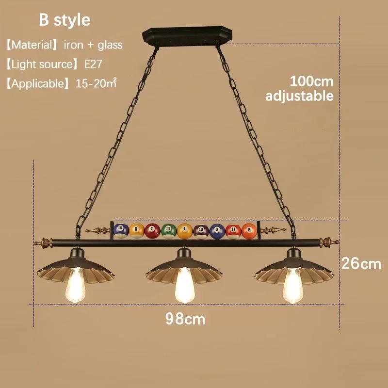 Nordic retro restaurant billiards pendant light bar coffee shop hotel personalized LED lights room decoration lighting fixtures