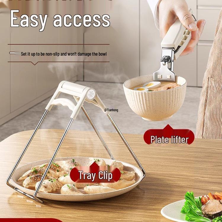 

Stainless Steel Anti-Scald Bowl and Plate Lifter with Heat-Insulation and Anti-Slip Grip. Silicone Anti-scald Pad