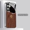 Wood Grain Golden Dragon Pattern 2D Phone Case for Samsung S26 S25 S24 S23 S22 S21 S20 A56 A36 A16 - Glass Protective Cover