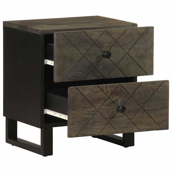 VidaXL Table de chevet noir 40x33x46 cm bois de manguier solide, table d'appoint, armoire de lit, table d'appoint pour la 4017682