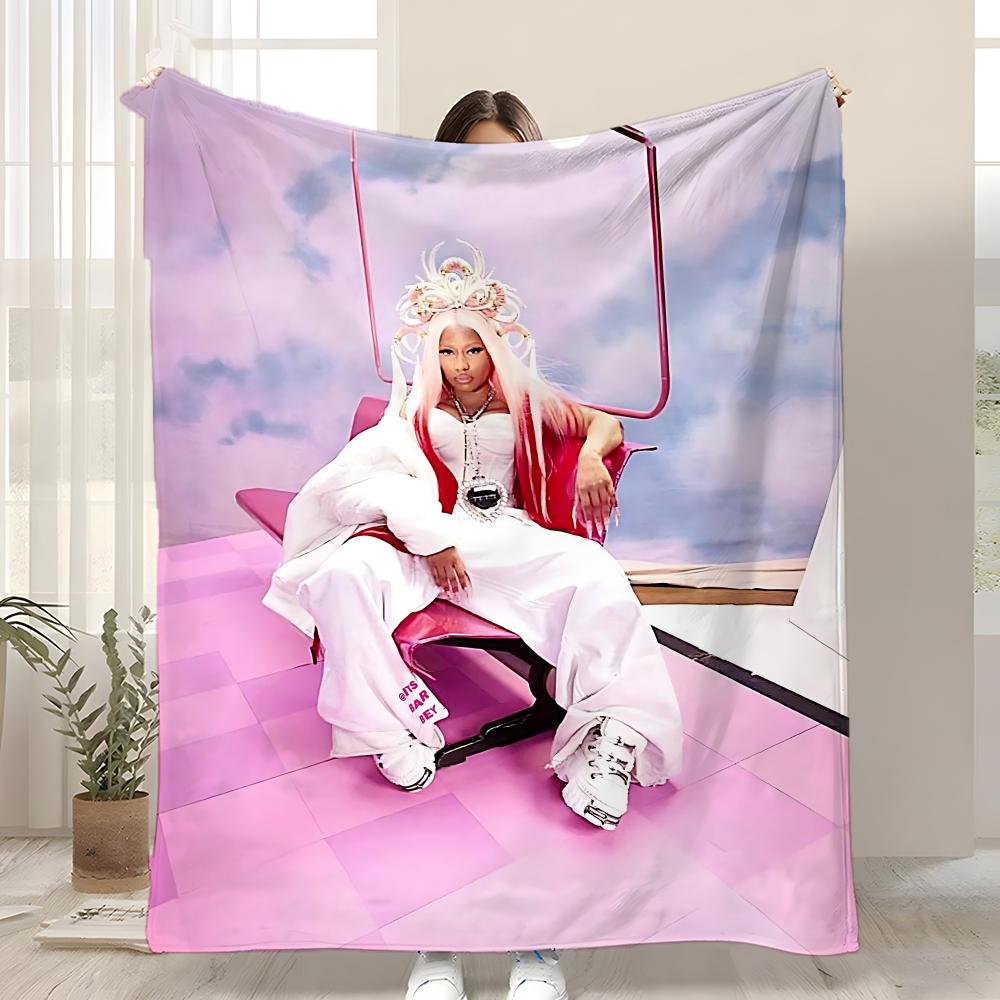 

N-Nicki Minaj Album Pink Friday Throw Kid-Friendly Flannel Throw Blanket Soft Warm Anti-Static Washable All Season 75x90cm
