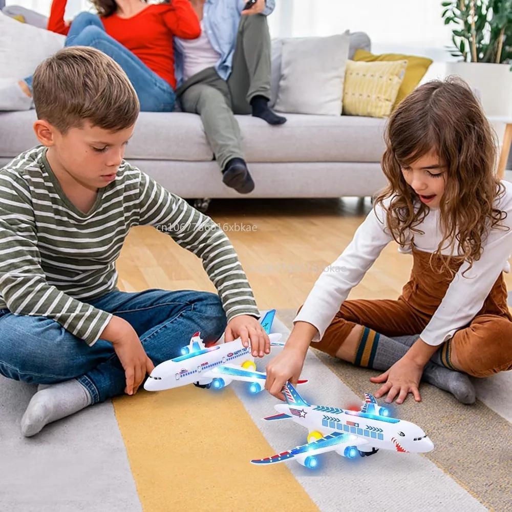 מטוס צעצוע אלקטרוני עם מוזיקה, טייס אוטומטי, אורות וצלילים, סיבוב אוטומטי, צעצוע חינוכי, מתנה לילדים