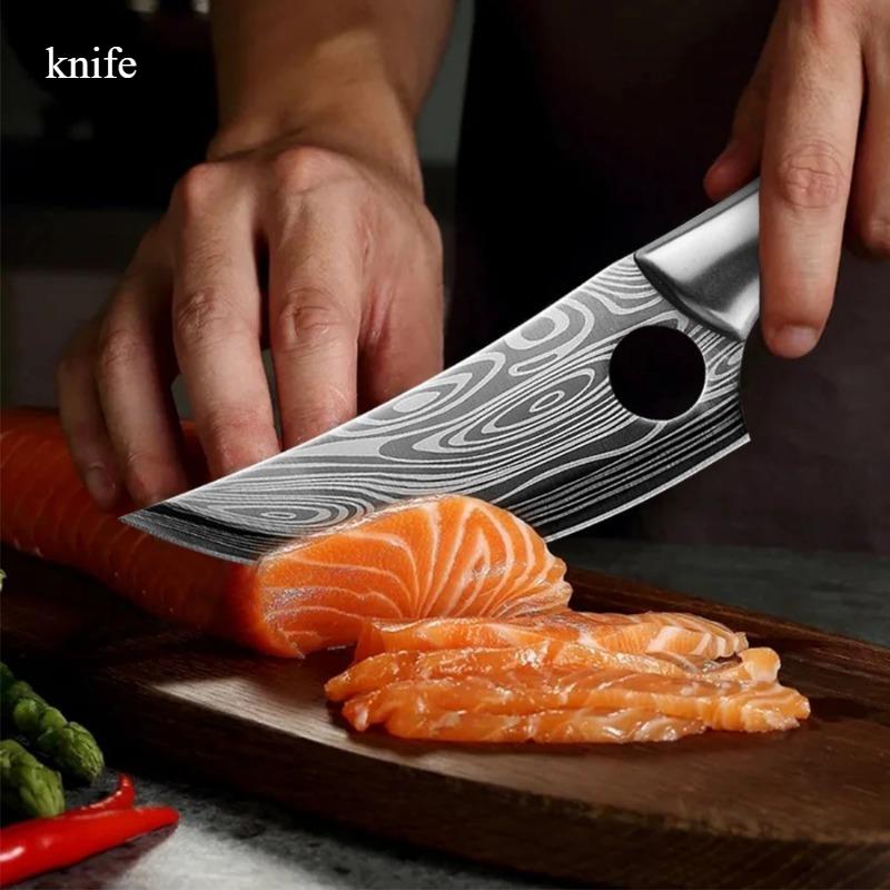 1PC Damascus Pattern Kitchen Knife Stainless Steel Japanese Utility Knives Butcher Knife Boning Knife