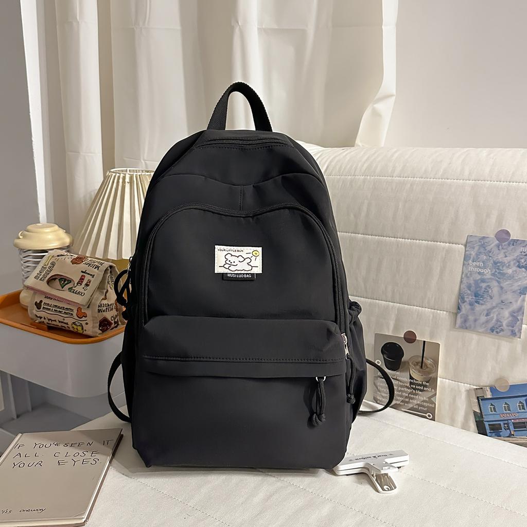 Schoolbag new Korean version of high-value large-capacity schoolbag for women's leisure solid color simple and versatile backpack for junior