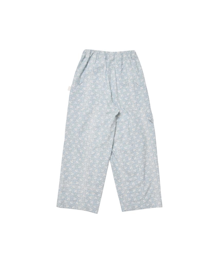 Goteu Lace Wide Work Pants - Sky