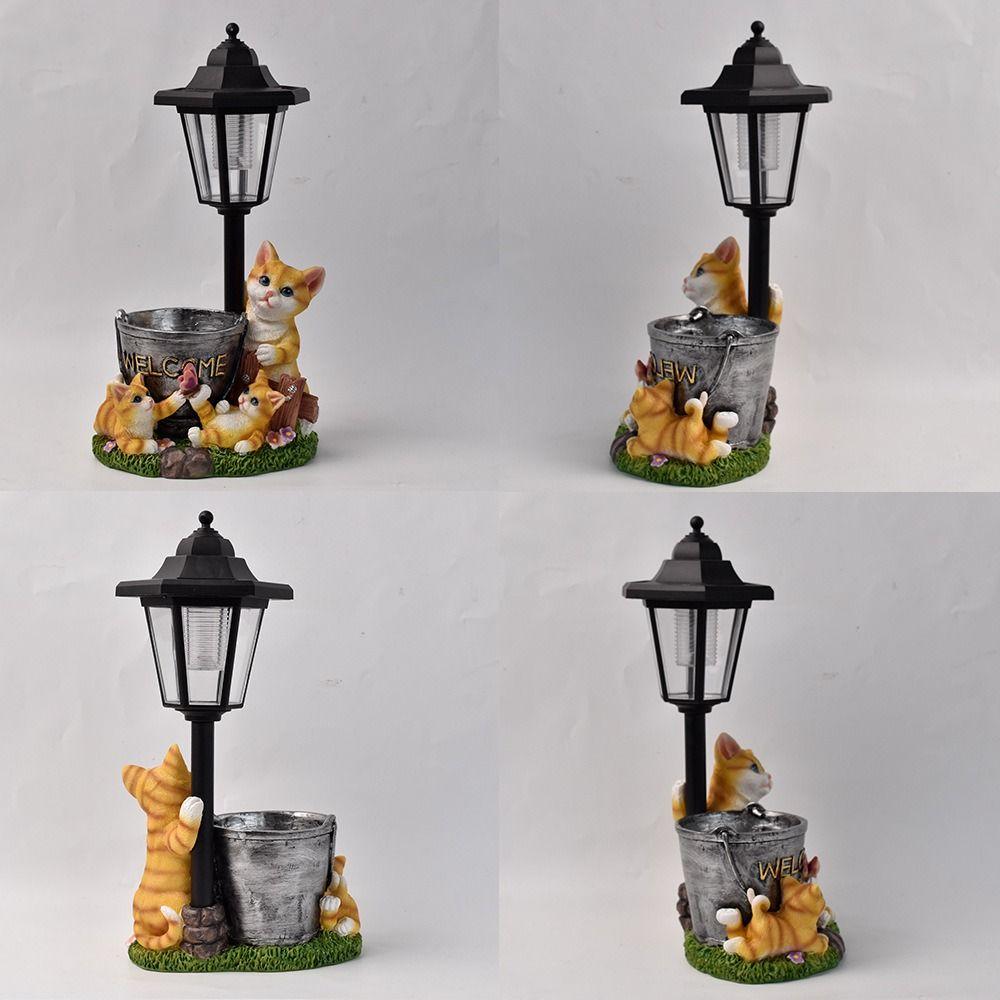 Handbemalte Harz-Outdoor-Figur Licht Solar-Landschaftsdeko-Licht Rasenornament