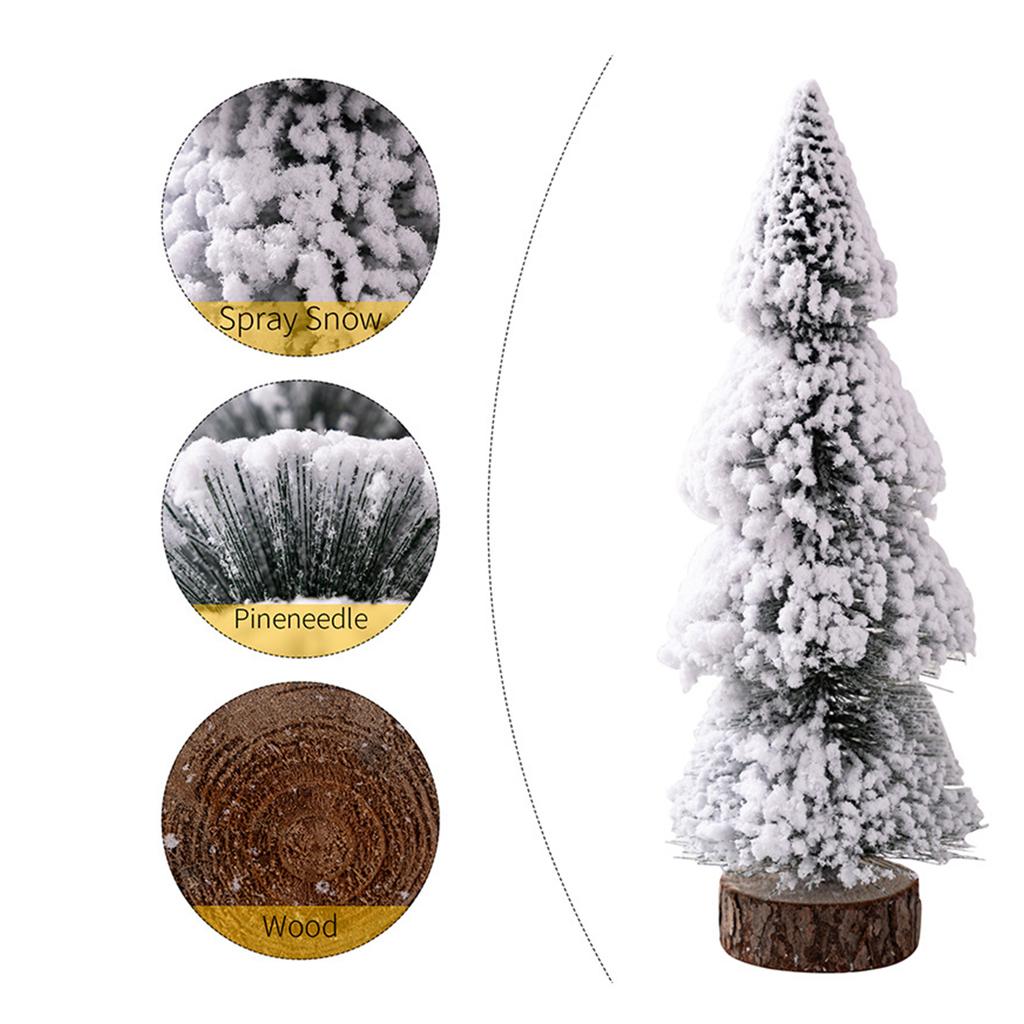 Christmas Tree Ornaments Small Decorative Snow Pine Tree with Base Party Supplies for Home Holiday Desktop Decoration