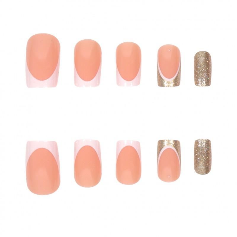 Flashy Medium-Length French Press-On Nails With Star Moon Design Ins Style Trendy False Nail Tips