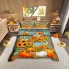 Homewish Vintage Orange Pumpkin Duvet Cover Set for Kids,Kawaii Girl Gnome Bedding Set,Rustic Farmhouse Bed Set