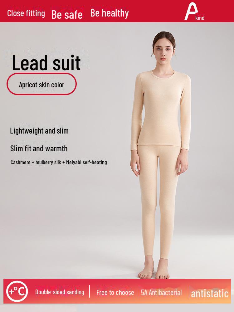 

Новый женский термобелье из немецкого бархата с воротником - утолщенное для осени и зимы M