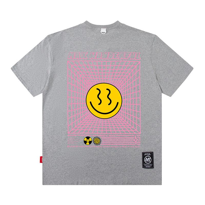 European And American Smiley Face Printing Street Tide Brand Casual Loose Cotton Short-Sleeved T-Shirt Men'S And Women'S High Street