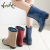 Waterproof Non-slip Wear-resistant Ankle Women's Rainboots Mixed Colors All-match Fashion Rain Shoes for Women 2024 New Spring