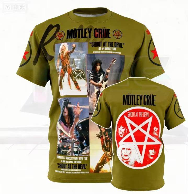 The Representative Band of American Heavy Metal Band Mötley Crüe Enthusiasts New 3D Printed T-shirt for Men Women Loose T-shirt